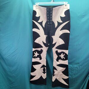Club Exx Black & White Lace-Up Pants Size L